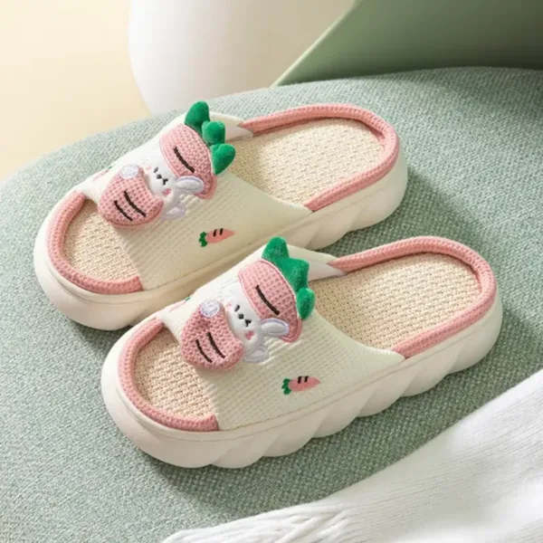 Comwarm Womens Kawaii Frog Platform Slippers Pink