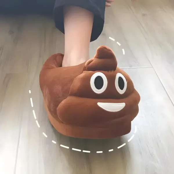 Poop Emoji Plush Slippers on feet jpg