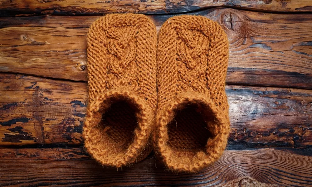 Warm knit slippers to wear at home